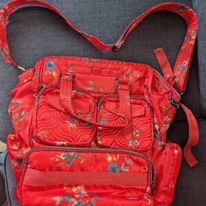 LUG Via 2 Puddle Jumper Floral Red Backpack / Convertible Tote